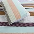 Striped Quilt Set 3 Pcs Bedding Set Bedroom Bed 100% Cotton King Size