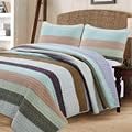 Striped Quilt Set 3 Pcs Bedding Set Bedroom Bed 100% Cotton King Size