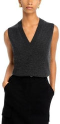 Theory Exclusive V-Neck Wool/Cashmere Blend Sleeveless Pullover Sweater