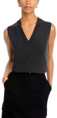 Theory Exclusive V-Neck Wool/Cashmere Blend Sleeveless Pullover Sweater