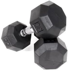 Ader 2lb-120lb Black Octagon Rubber Dumbbells Pair