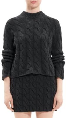 Cashmere & Wool Mock Neck Cable Knit Sweater