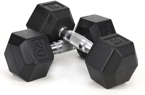 Hex Dumbbells Rubber Coated Hand Weights for Exercises and Fitness,20LB (2piece)