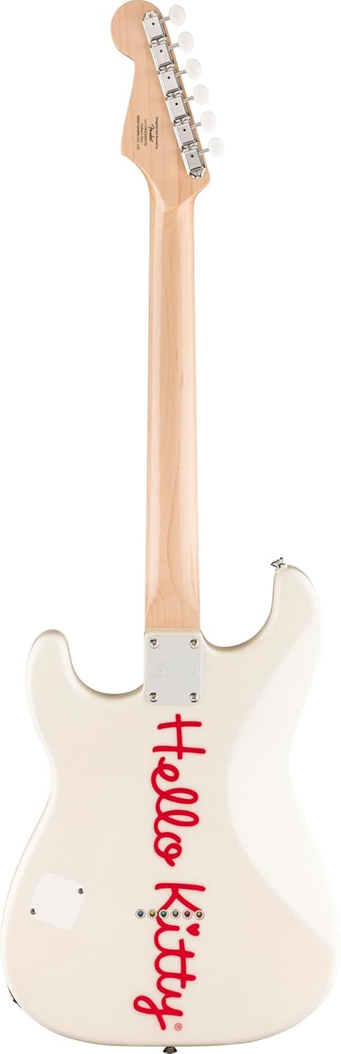 Fender x Hello Kitty Stratocaster Electric Guitar and Deluxe Hello Kitty Gig Bag, White