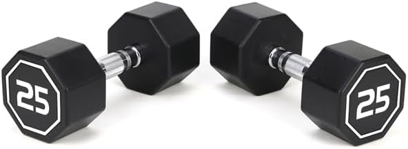 Apollo IR3920 Premium Octagonal Dumbbells, Large Numbers, Hard Chrome Plated Handle Dumbbells to Assist with Push-Ups, 25 lbs Set of 2