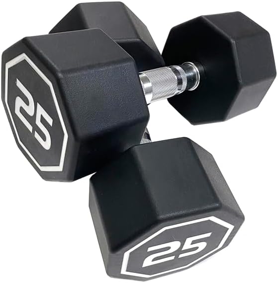 Apollo IR3920 Premium Octagonal Dumbbells, Large Numbers, Hard Chrome Plated Handle Dumbbells to Assist with Push-Ups, 25 lbs Set of 2