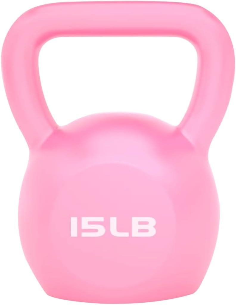 Kettlebell Weights Women's Fitness Shaping Kettle Bells, Gym Strength Training Dumbbell, Swing/Deadlift/Squat, Protect The Floor(Pink-15LB)