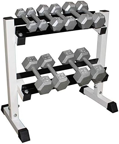 Ader 3,5, 8, 10,15,20lb Hex Dumbbells 2 Tier 26' Rack