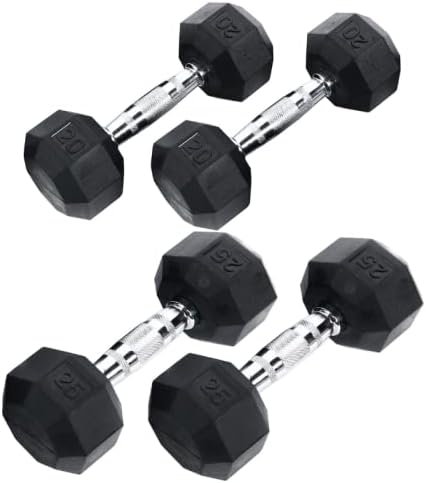 Ader 2-100LB Octagon Deluxe Professional Rubber Dumbbell, Pair