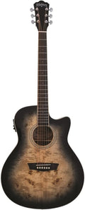 Washburn Deep Forest Burl ACE Acoustic Electric Guitar, Black Fade (DFBACEB)