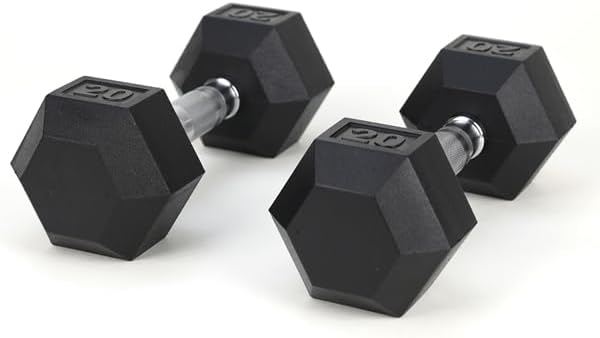 Hex Dumbbells Rubber Coated Hand Weights for Exercises and Fitness,20LB (2piece)