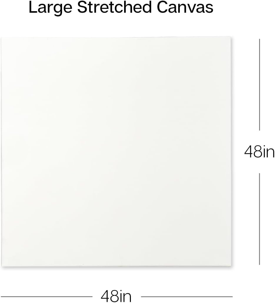 KINGART 847-2 White Stretched Canvas, 100% Cotton, Gesso Primed, for Acrylic, Oil & Mixed Media, 48' x 48', Pack of 2