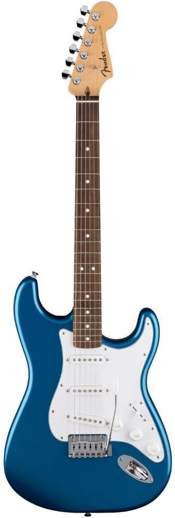 Fender Standard Series Stratocaster, Electric Guitar, with 2-Year Warranty, Modern 'C' Shaped Neck, Laurel Fingerboard, White Pickguard, Aqua Marine Metallic