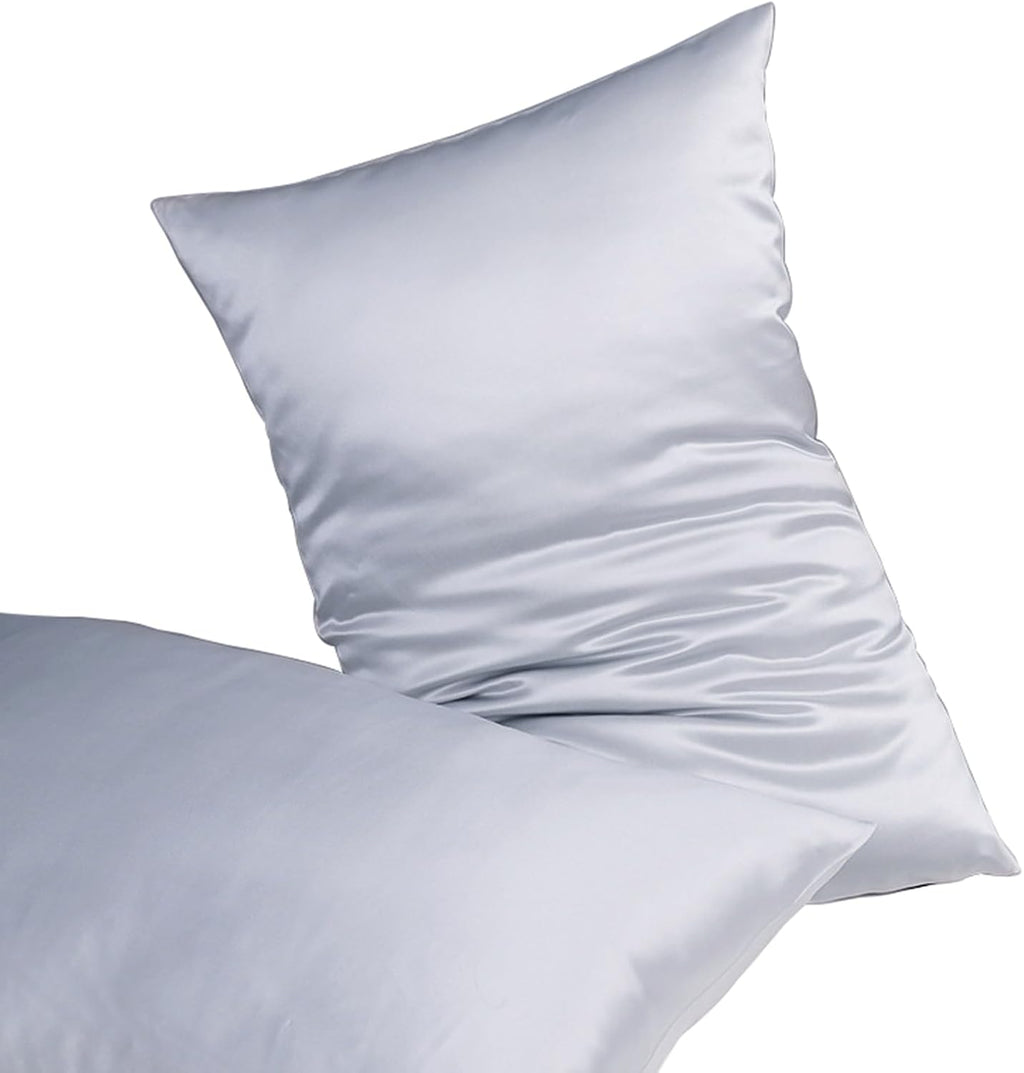 2 Pack Silk Pillowcase, Both Sides 100% Mulberry Silk Pillow Case for Hair & Skin, Pure Natural Satin Pillow Cases with Hidden Zipper, Soft,Cozy and Breathable Silk Pillow Cover,20''×30'',Silv