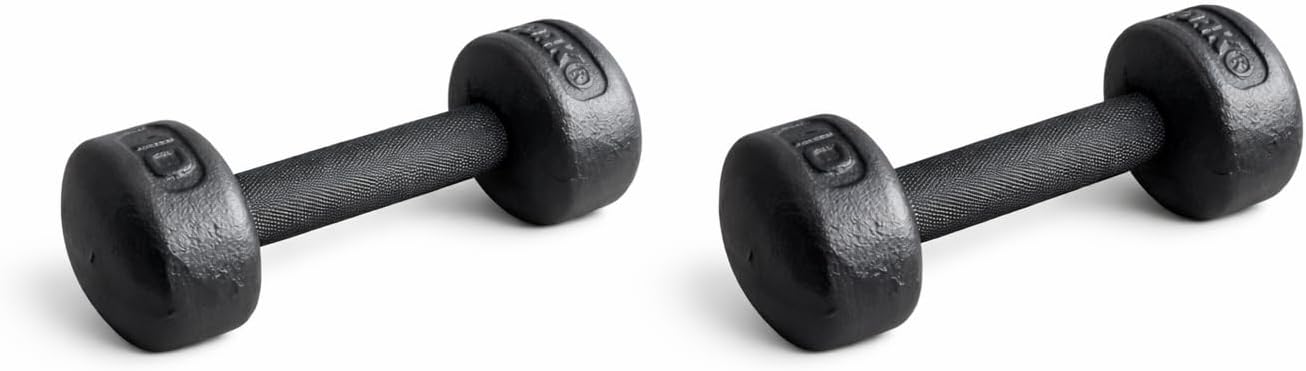 Legacy Solid Round Dumbbell Black – Heavy Duty Cast Iron Hand Weight with Knurled Ergonomic Grip for Strength Training, Muscle Toning, Home Gym Workout – 5 lb to 150 lb In Single & Pair