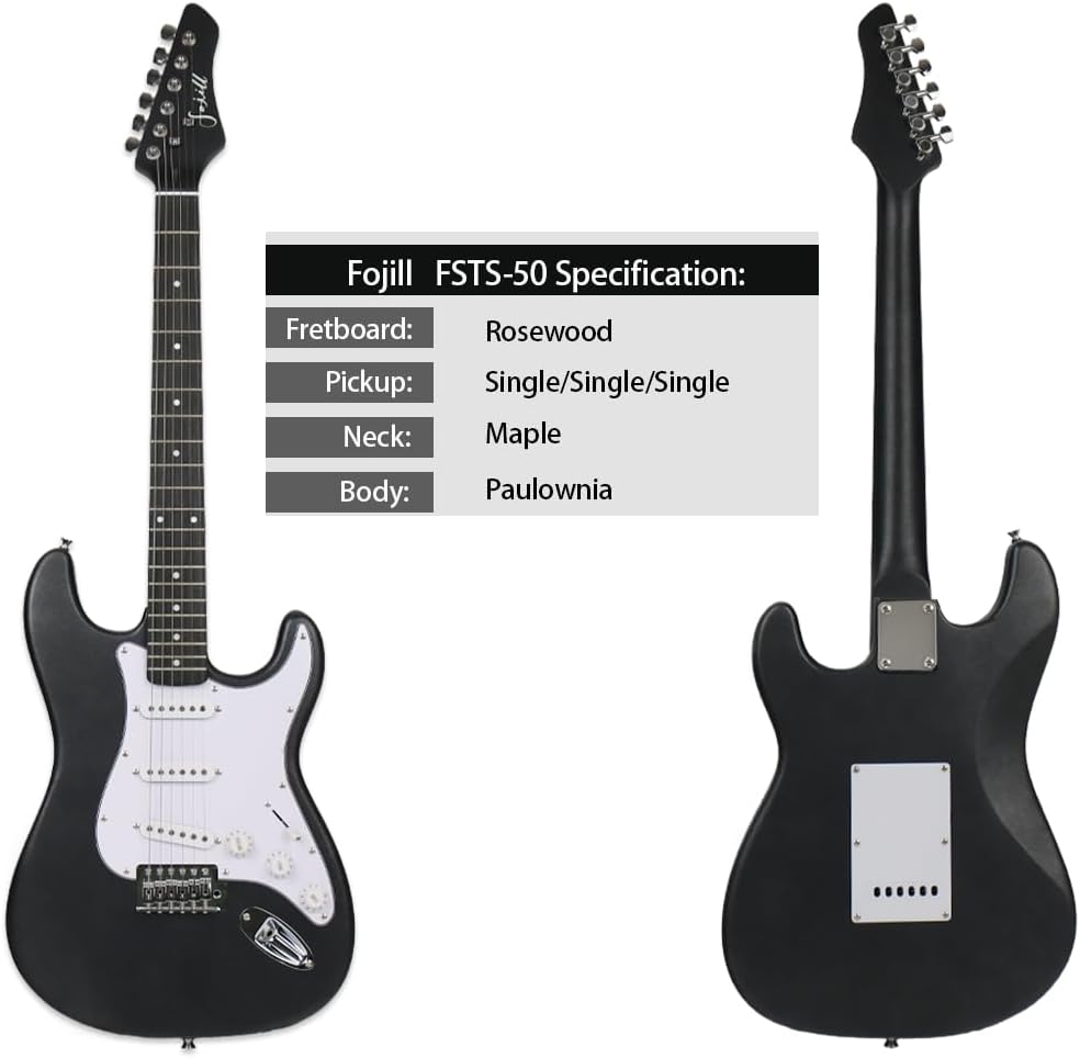 Fojill 39 Inch Electric Guitar Kit Set Beginner Starter Combo Package Bundle 20W Amplifier Amp Accessory Padded gig Bag,Picks, Cable,Strap,Extra Strings