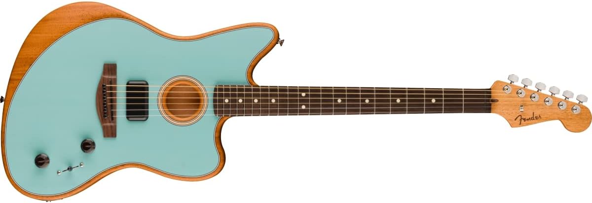 Fender Acoustasonic Player Jazzmaster Acoustic Electric Guitar, with 2-Year Warranty, Ice Blue, Rosewood Fingerboard, with Gig Bag
