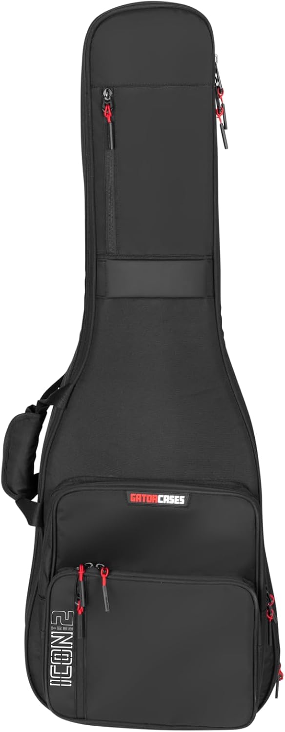 Gator Cases ICON Take Two Series Premium Double Gig Bag for (2) Electric Guitars, TSA-Friendly Zippers, Black (G-ICONTTELEC-BLK)