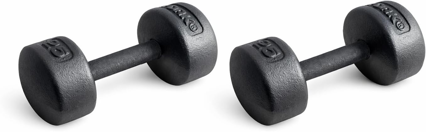 Legacy Solid Round Dumbbell Black – Heavy Duty Cast Iron Hand Weight with Knurled Ergonomic Grip for Strength Training, Muscle Toning, Home Gym Workout – 5 lb to 150 lb In Single & Pair