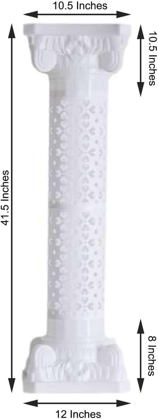 Efavormart 4 Pack 41' Tall White PVC Height Adjustable Artistic Roman Wedding Inspired Pedestal Column Plant Stand