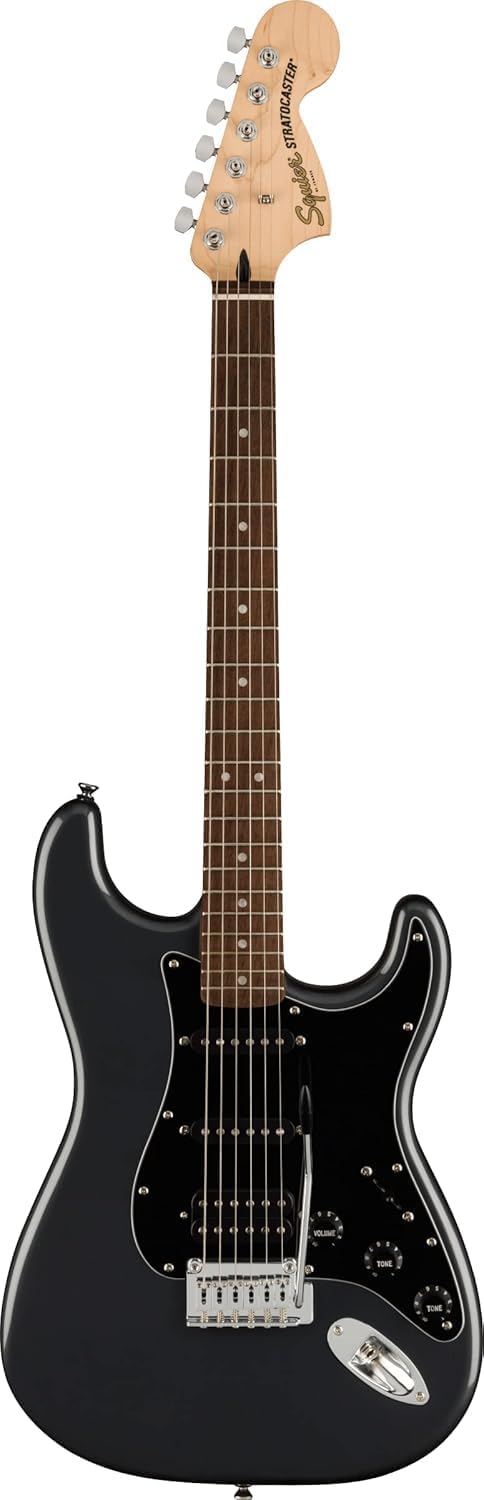 Squier Affinity Series Stratocaster Packs Electric Guitar, Charcoal Frost Metallic, Laurel Fingerboard