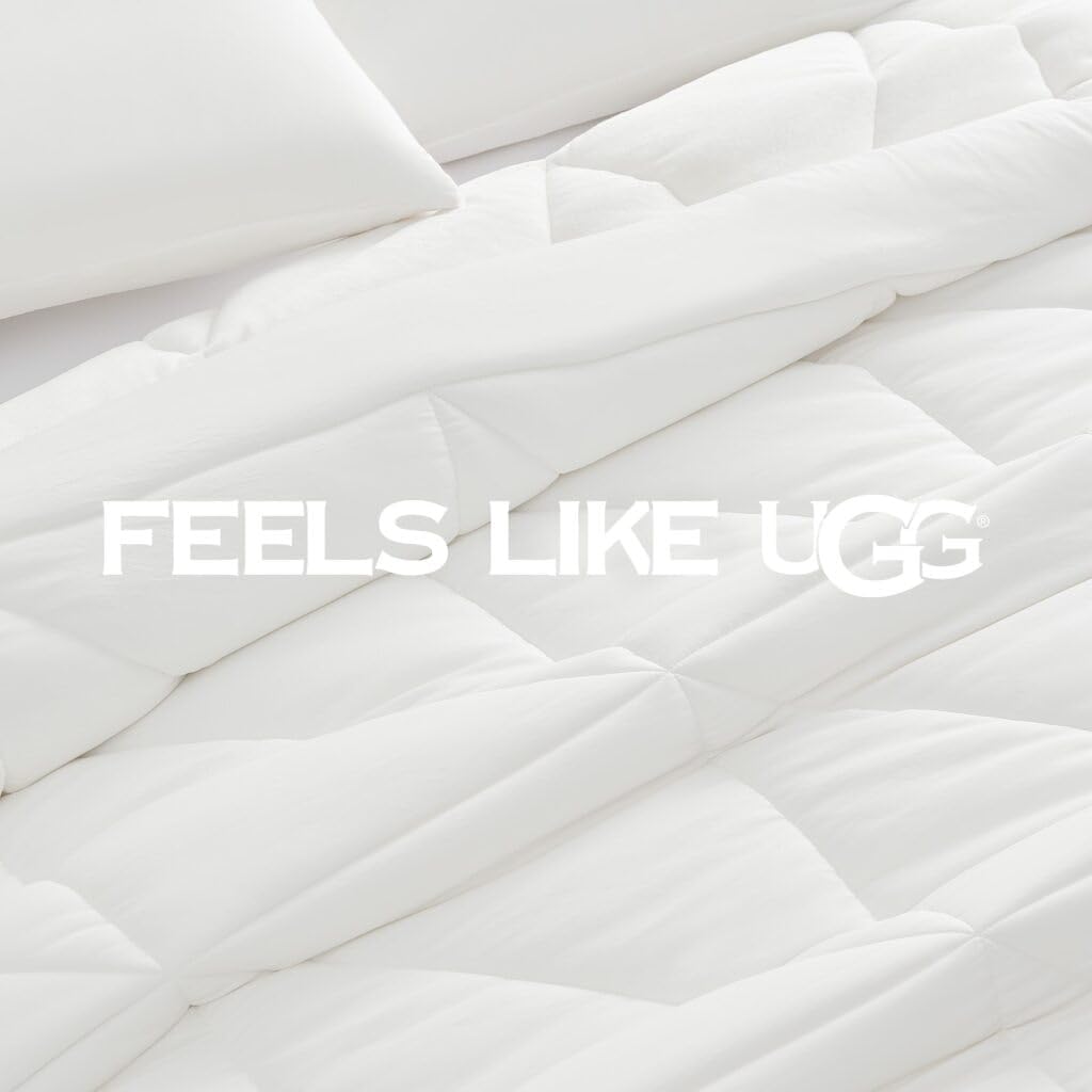 UGG King Comforter Set – 3 Piece Luxury Reversible Plush King Size Comforter Set with Down Alternative Fill, Soft Bedding Set with 2 Pillow Shams for Home & Bedroom Decor, White Snow (Corey)