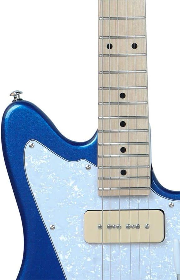Monoprice Indio Series, 6-String Offset DLX Plus Alder Electric Guitar - Right Handed, With Gig Bag, Blue, OS40