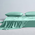 16 Momme 100% Mulberry Silk Bedding Set Full XL Size 4-Piece Luxury (2 Pillowcases, 1 Fitted Sheet, 1 Flat Sheet) - 6A Grade Natural Silk Fits 22-25' Deep Pocket (Solid, Aqua)