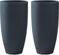 Kante 23.6' H Charcoal Concrete Tall Planters Two Pack, Large Outdoor Indoor Garden Plant Pots with Drainage Hole and Rubber Plug, Modern Decor for Home and Garden