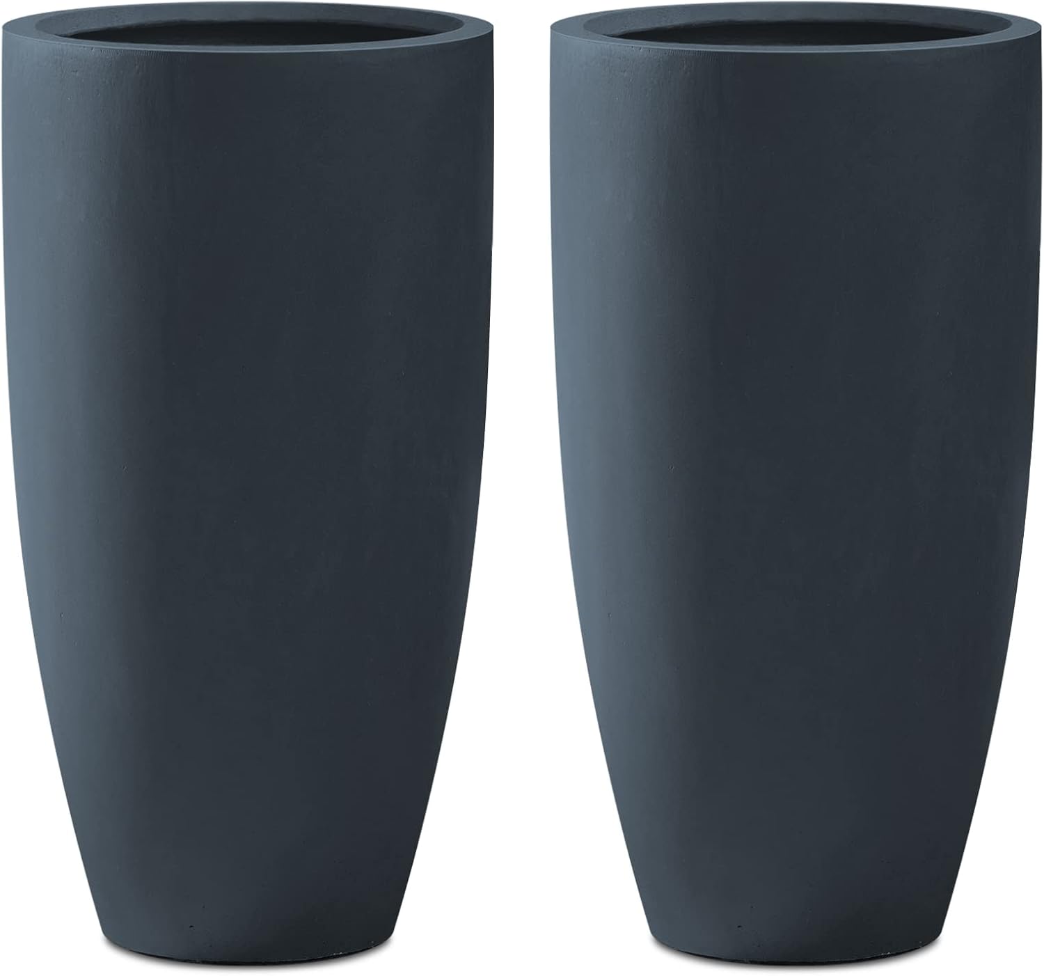 Kante 23.6' H Charcoal Concrete Tall Planters Two Pack, Large Outdoor Indoor Garden Plant Pots with Drainage Hole and Rubber Plug, Modern Decor for Home and Garden