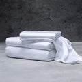 LUXOME Luxury Sheet Set | 100% Rayon (Viscose) from Bamboo | California King - White | Deep Pockets | 4-Piece Set (Fitted, Flat, 2 Pillowcases)