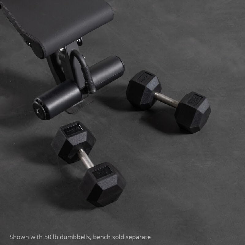Titan Fitness Free Weights, Rubber Coated Hex Dumbbell, Straight Stainless Steel Handle, Strength Training, Full Body Workout