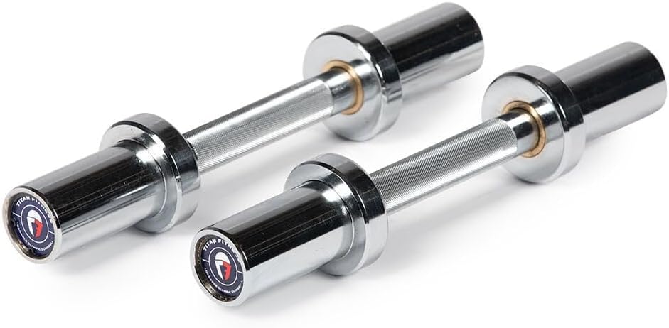 Titan Fitness Pair 15in Loadable Olympic Dumbbell Bars, 400 LB Capacity Each, Knurled Handles for Home Gym Strength Training