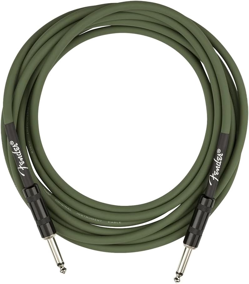 Fender Champion II 25 Guitar Amp, 25 Watts Bundle with Fender Joe Strummer Instrument Cable (13ft) Straight/Straight, Drab Green
