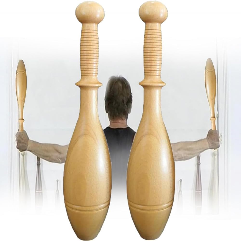 Wood Indian Clubs Pair 2lb for Training Wooden Mace Exercise Club for Strength Training Weight Lifting Fitness/Training/Exercise Warm Up Clubbell-1.0kg/2.20lb