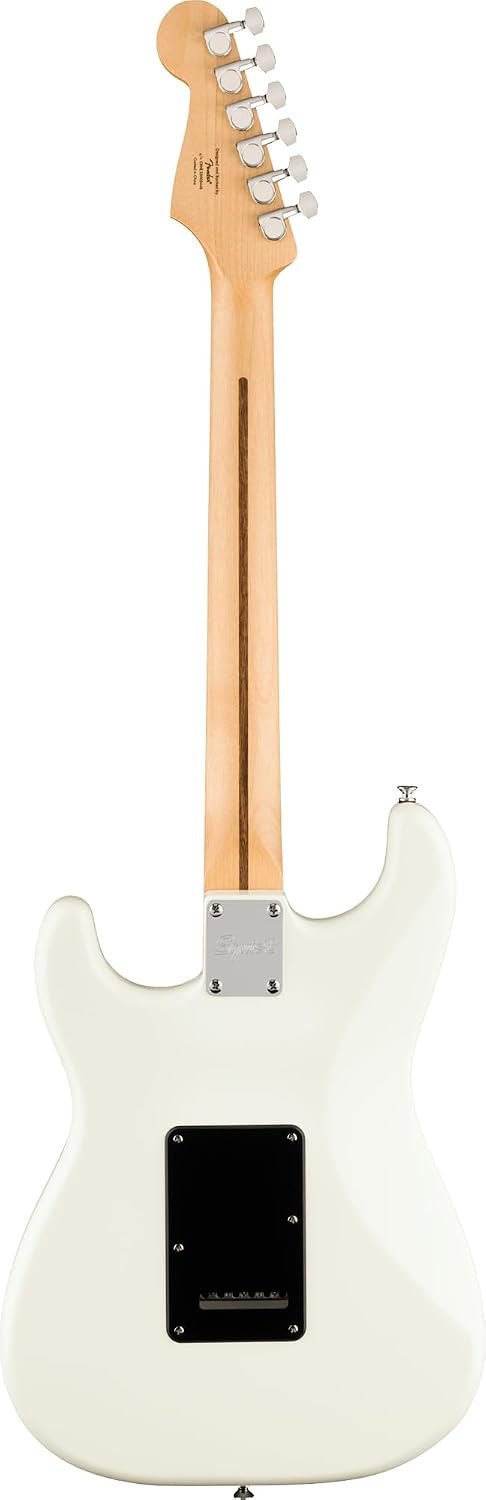 Fender Squier Sonic Stratocaster - Arctic White Bundle with Mustang Micro Headphone Amplifier, Instrument Cable, Tuner, Strap, Picks, and Austin Bazaar Instructional DVD