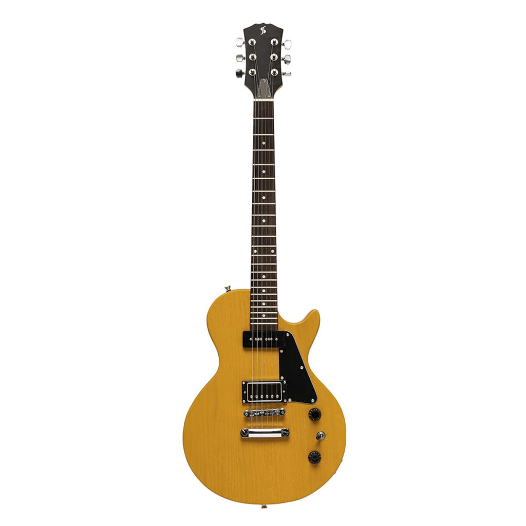 Stagg SEL-HB90 VYL Standard Series Electric Guitar l Solid Mahogany Body l Flat Top l Vintage Yellow Finish