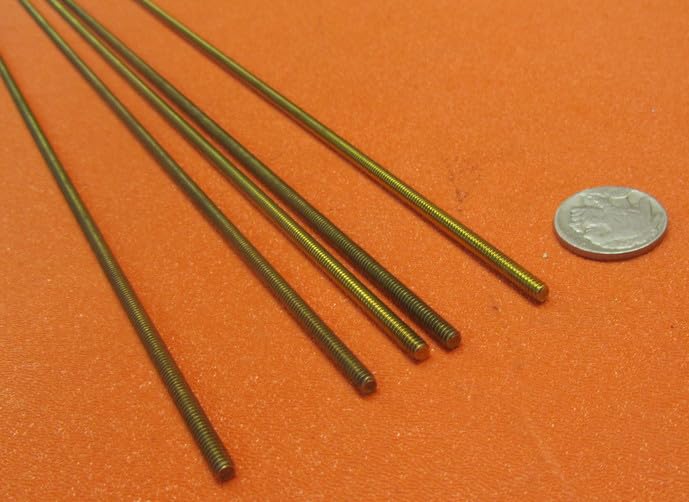Brass Fully Threaded Round Rod, RH, 6-32 Diameter x 24' Length, 5 Pcs.