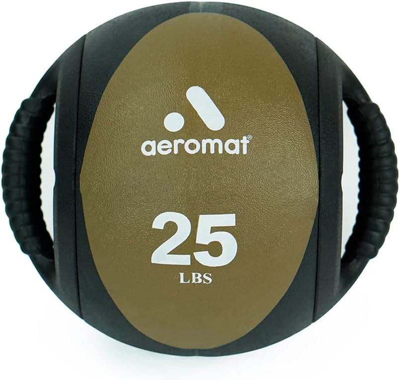 AEROMAT Dual Grip Power Medicine Balls for Abdominal Training and Rotational Movements - 9' Diameter - Weights Color-Coded
