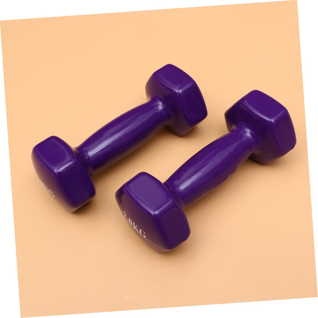KOMBIUDA 2PCS Purple Plastic Dipping Cast Iron Dumbbells Non-slip Hand Weights Fitness Equipment for Men Women Home Gym Strength Training and Muscle Toning