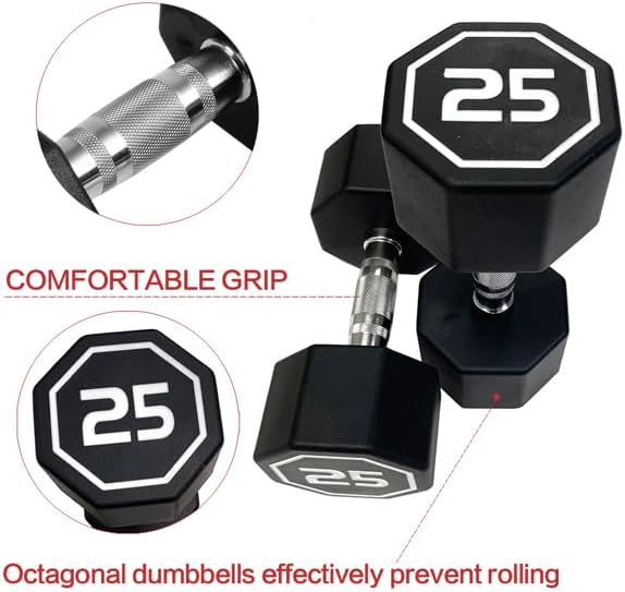 Apollo IR3920 Premium Octagonal Dumbbells, Large Numbers, Hard Chrome Plated Handle Dumbbells to Assist with Push-Ups, 25 lbs Set of 2