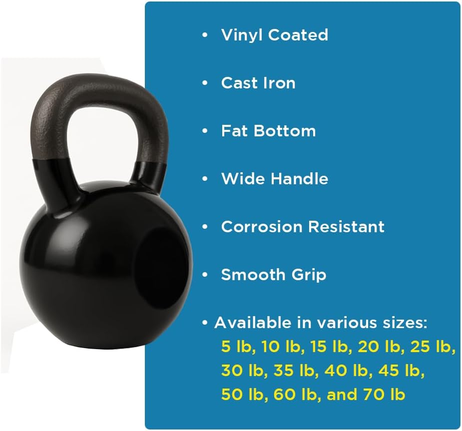 Vinyl Coated Kettlebell Weights: Your Ultimate Fitness Companion for Full-Body Workouts, Strength Training, and Core Conditioning, Men and Women
