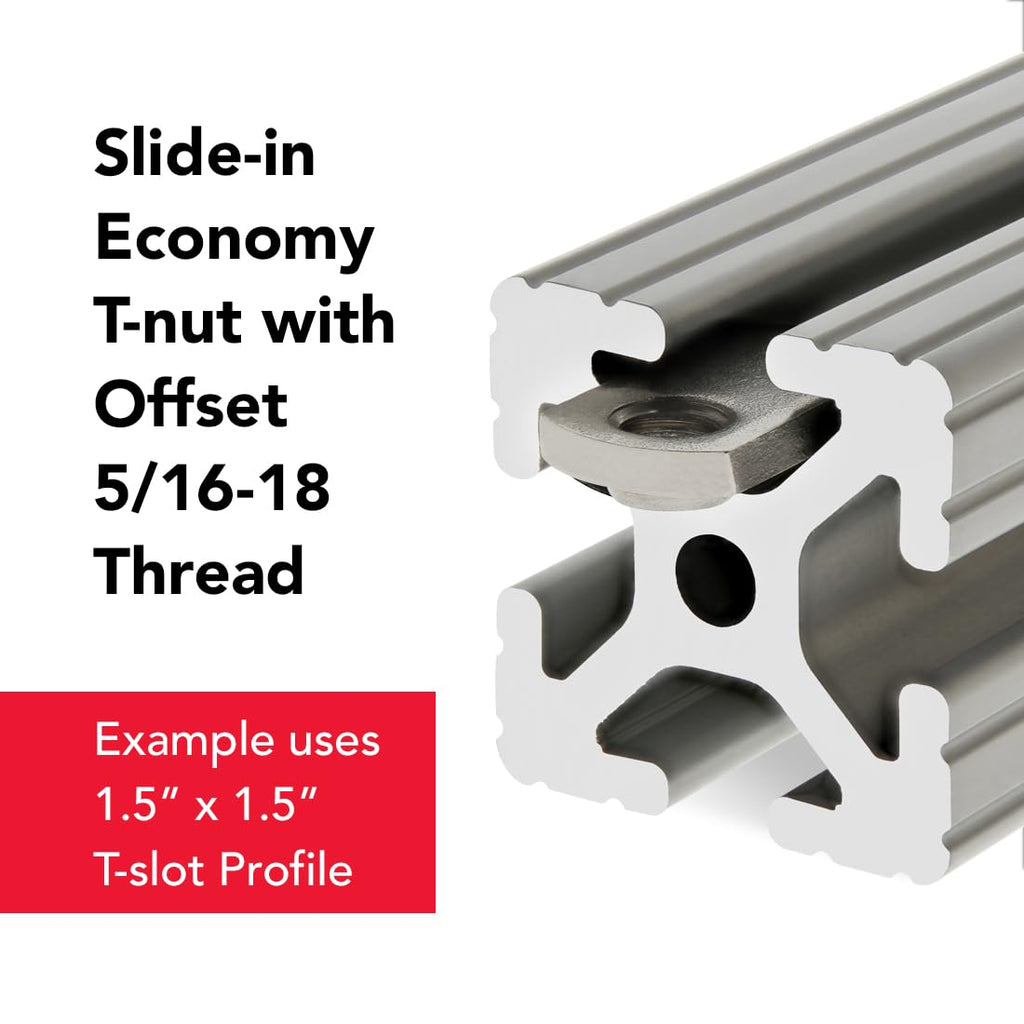 8020, 3678, 15 Series 5/16-18 Stainless Steel SS Slide in T-Nut with Offset Thread- T Slot Accessories for Aluminum Extrusion - Hardware Nuts (100 Pack)