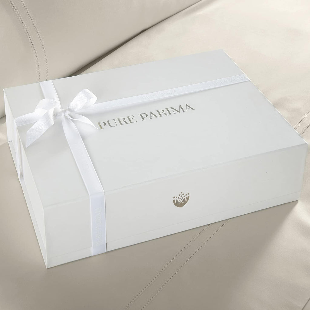 Pure Parima Yalda Sheet Set – 100% Certified Egyptian Cotton, Double-Hem Stitch, California King, Linen