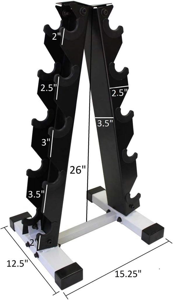 Ader Black Octagon Rubber Dumbbell Set with Rack