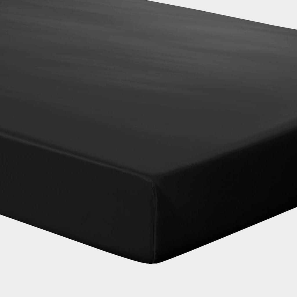 Orose Silk Fitted Bottom Sheet-100% Natural Mulberry Silk,Hypoallergenic,19 Momme,Seamless,Deep Pocket(16'),1pc (Black, Queen)