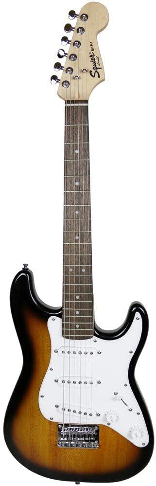Fender Squier 3/4-Size Kids Mini Strat Electric Guitar - Sunburst Bundle with Amplifier, Cable, Tuner, Strap, Picks, and Austin Bazaar Instructional DVD