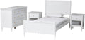 Baxton Studio Roni White Wood 4-Piece Full Bedroom Set with Two Nightstands