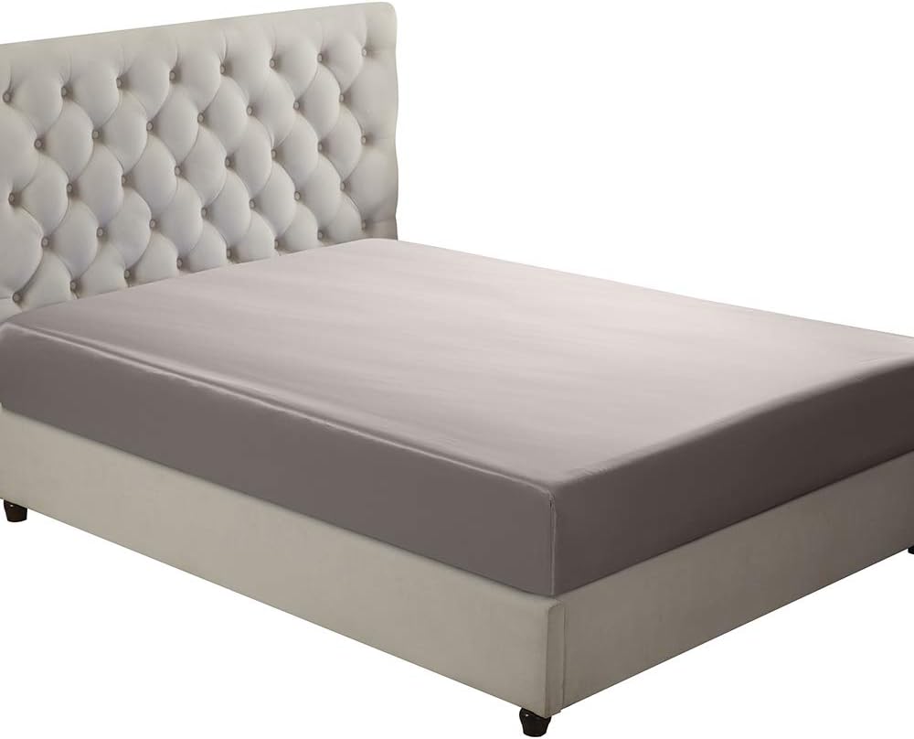 Orose Silk Fitted Bottom Sheet-100% Natural Mulberry Silk,Hypoallergenic,19 Momme,Seamless,Deep Pocket(16'),1pc (Grey, Full)