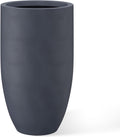 Kante 24 Inch Tall Round Concrete Planter, Large Indoor Outdoor Plant Pots with Drainage Hole and Rubber Plug, Modern Decorative Garden Pots for Home Patio Porch, Charcoal